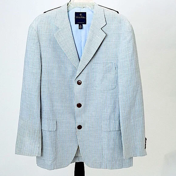 Brooks Brothers men’s sport coat blazer jacket linen blend vertical stripe M